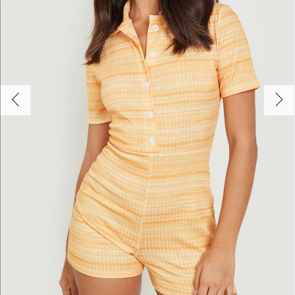 SUMMER Space Dye Collared Romper by Boohoo